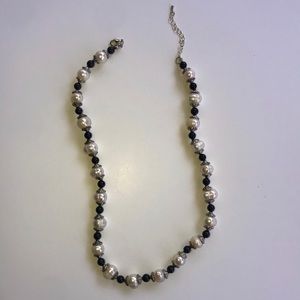 Vintage Black and Pearl Beaded Necklace